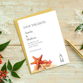 Starfish Muscheln Strand Save the Date nautisch Einladung