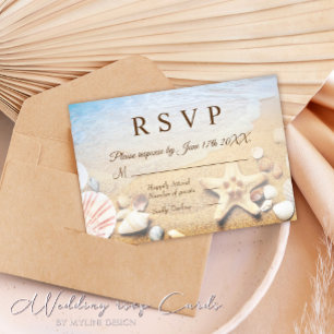 Starfish Muscheln Tropical Beach Wedding RSVP Card Einladung