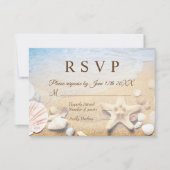Starfish Muscheln Tropical Beach Wedding RSVP Card Einladung (Vorderseite)