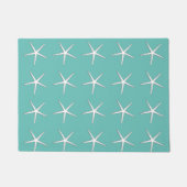 Starfish Muster Aquamarin Blue White Nautical Beac Fußmatte (Vorderseite)