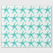 Starfish Muster Aquamarin Gelb Blau Frohe Weihnach Geschenkpapier (Flach)