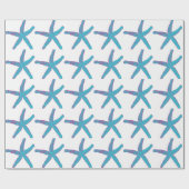 Starfish Muster Aquamarin Pink White Beach Weihnac Geschenkpapier (Flach)