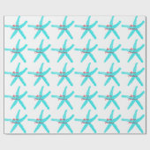 Starfish Muster Aquamarin Red Beach Frohe Weihnach Geschenkpapier (Flach)