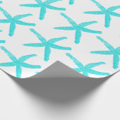 Starfish Muster Aquamarin Weißer Strand Weihnachte Geschenkpapier (Ecke)