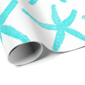 Starfish Muster Aquamarin Weißer Strand Weihnachte Geschenkpapier (Rolleneckpunkt)