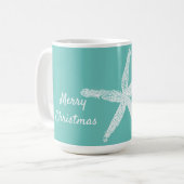 Starfish Muster Aquamarin White Beach Frohe Weihna Kaffeetasse (Vorderseite Links)