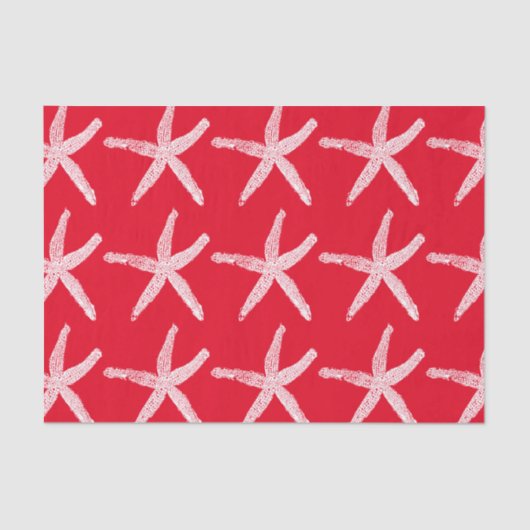 Starfish Muster Beach Weihnachten Rotes Weiß 2020 Seidenpapier (Vorderseite)