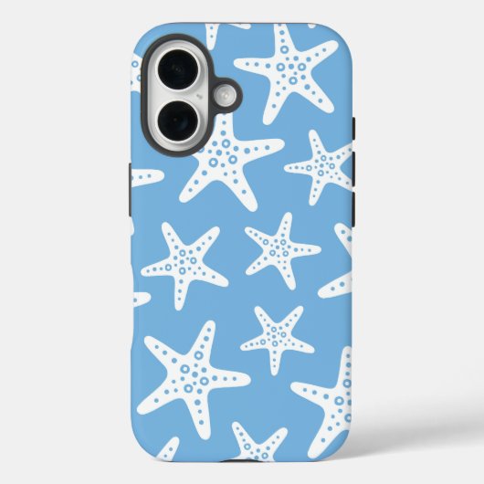 Starfish Muster Blau Case-Mate iPhone Hülle (Rückseite)