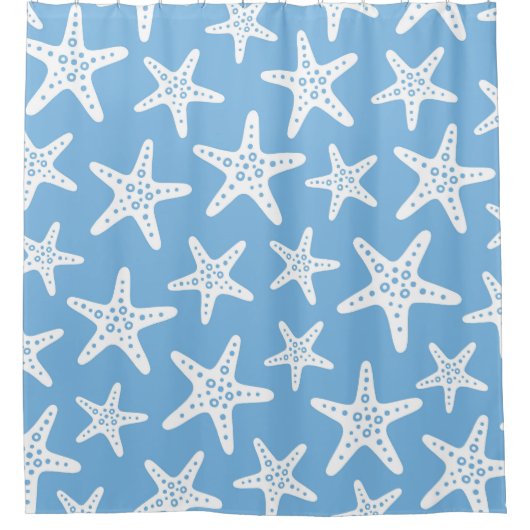 Starfish Muster Blau Duschvorhang (Vorderseite)