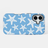 Starfish Muster Blau iPhone 16 Hülle (Rückseite (Horizontal))
