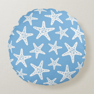 Starfish Muster Blau Rundes Kissen