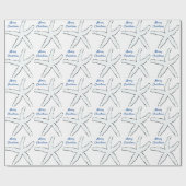 Starfish Muster Blue White Beach Frohe Weihnachten Geschenkpapier (Flach)