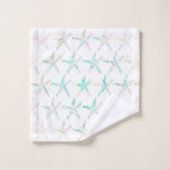 Starfish Muster Coastal Beach Aquamarin Blue White Badhandtuch Set (Waschlappen)