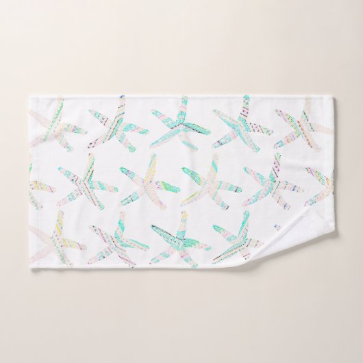 Starfish Muster Coastal Beach Aquamarin Blue White Badhandtuch Set (Handtuch)