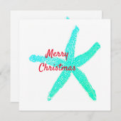 Starfish Muster Green Blue Red Frohe Weihnachten (Vorne/Hinten)