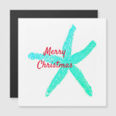Starfish Muster Green Blue Red Frohe Weihnachten Magnetkarte (Vorne/Hinten)