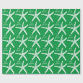 Starfish Muster Green White Beach Frohe Weihnachte Geschenkpapier (Flach)