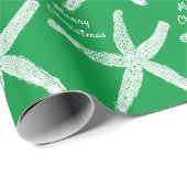 Starfish Muster Green White Beach Frohe Weihnachte Geschenkpapier (Rolleneckpunkt)