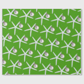 Starfish Muster Grüne Weihnachtsgeschenkwrake Geschenkpapier (Flach)