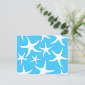 Starfish Muster, Helltürkisblau und weiß. Postkarte (Stehend Vorderseite)