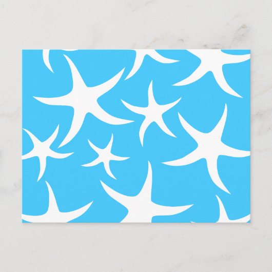 Starfish Muster, Helltürkisblau und weiß. Postkarte (Vorderseite)