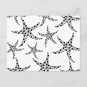 Starfish Muster in Schwarz und Weiß. Postkarte
