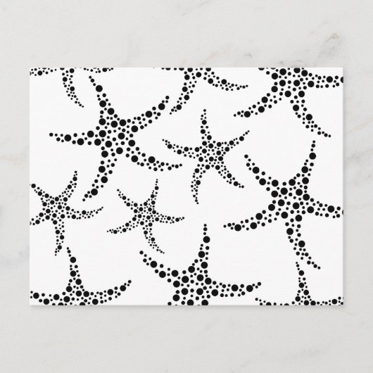 Starfish Muster in Schwarz und Weiß. Postkarte (Vorderseite)