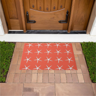 Starfish Muster Orange Red Nautical Beach Dekorati Fußmatte
