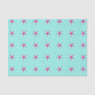 Starfish Muster Pink Aquamarin Blue Custom Geburts Seidenpapier