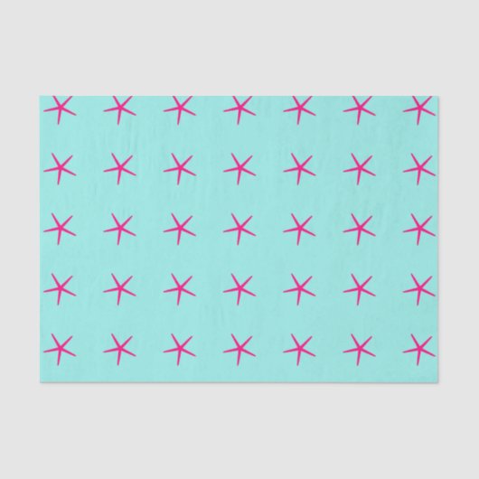 Starfish Muster Pink Aquamarin Blue Custom Geburts Seidenpapier (Vorderseite)