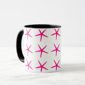 Starfish Muster Pink White Black Nautical Niedlich Tasse (Vorderseite Links)