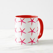 Starfish Muster Rosa Weißes Niedlich Tasse (VorderseiteRechts)