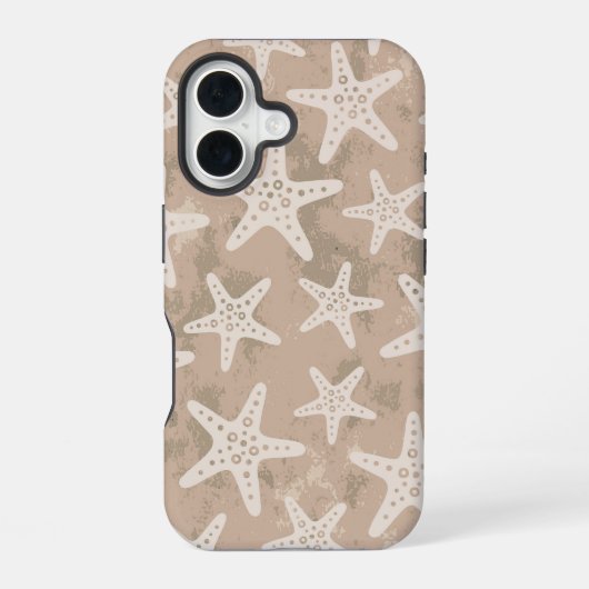 Starfish Muster Sand Beige iPhone 16 Hülle (Rückseite)