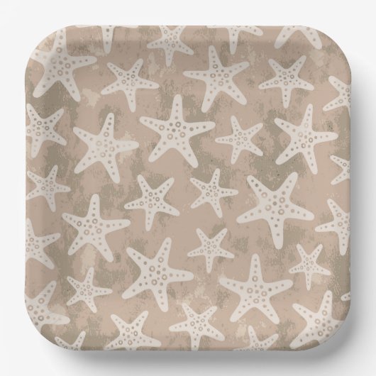 Starfish Muster Sand Beige Pappteller (Vorderseite)