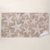 Starfish Muster Sand Beige Strandtuch (Vorderseite)
