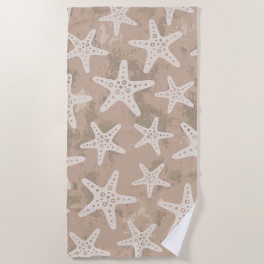 Starfish Muster Sand Beige Strandtuch (Vorderseite)