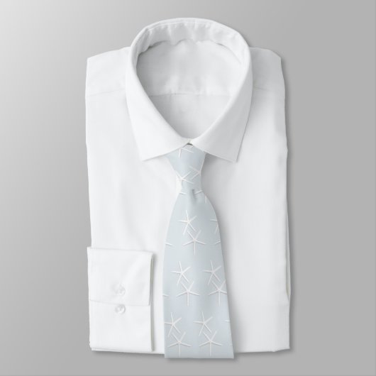 Starfish Muster Silver Gray Beach Groom Neck Tie Krawatte (Gebunden)