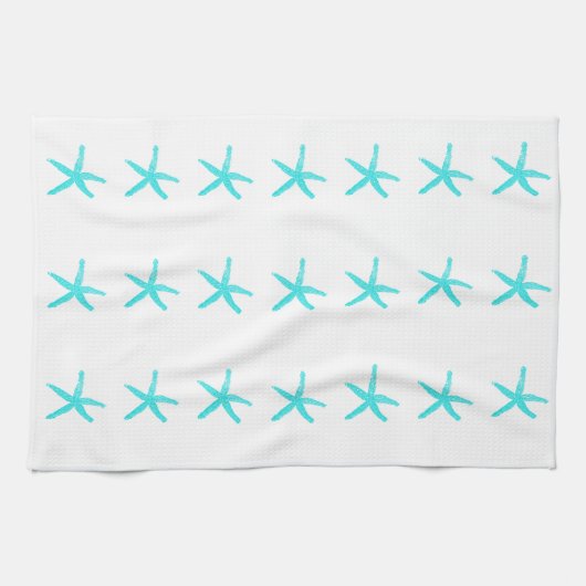 Starfish Muster Sky Blue White Beach Geschirrtuch (Horizontal)