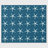 Starfish Muster White Blue Niedlich Elegant Nautic Geschenkpapier (Flach)