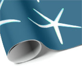 Starfish Muster White Blue Niedlich Elegant Nautic Geschenkpapier (Rolleneckpunkt)