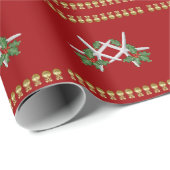 Starfish n Holly Dark Red Christmas Geschenkwrap Geschenkpapier (Rolleneckpunkt)