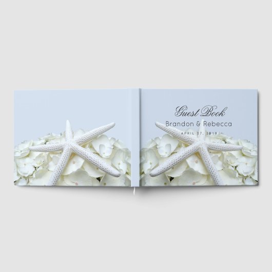 Starfish n Hydrangea Light Blue Wedding Guest Book Gästebuch (Voll)
