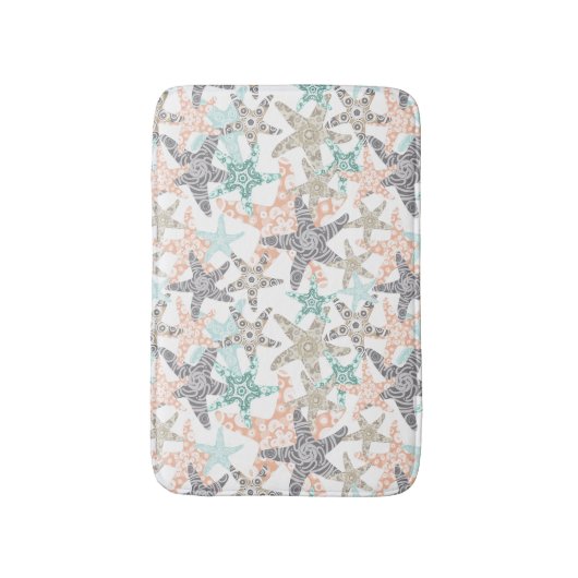 Starfish Nahtloses Muster Bath Mat Badematte (Vorderseite Vertikal)