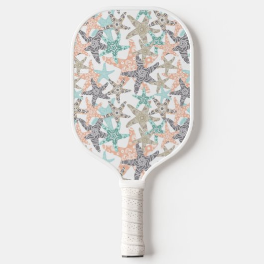 Starfish Nahtloses Muster Pickleball Schläger (Vorderseite)
