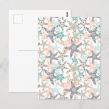 Starfish Nahtloses Muster Postkarte