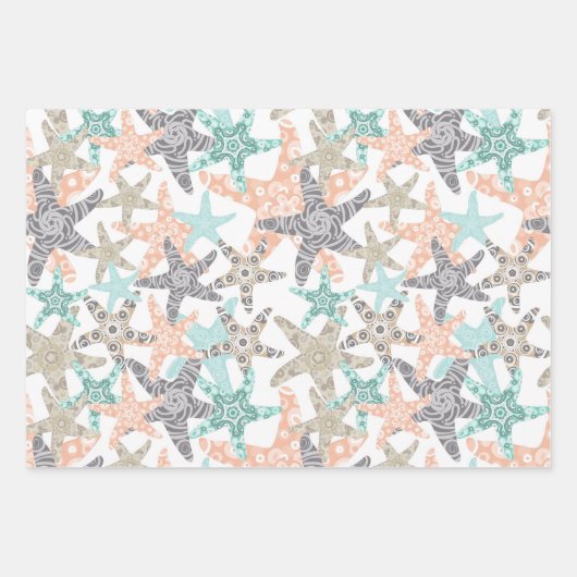 Starfish Nahtloses Muster-Wrapping Paper-Set Geschenkpapier Set (Vorderseite)
