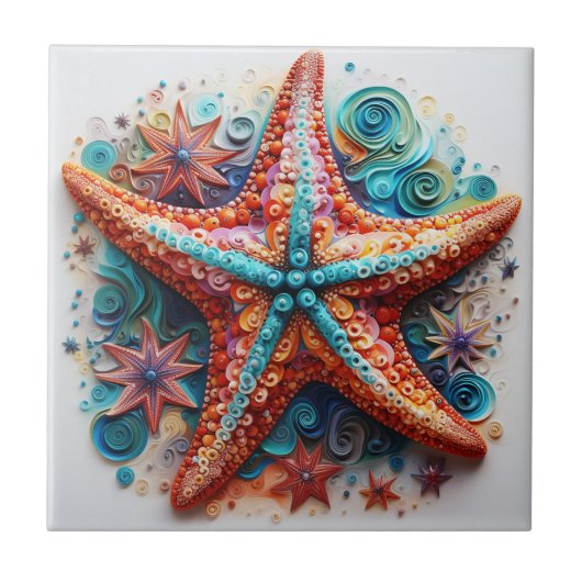 Starfish Nautic Coastal Beach Fliese (Vorderseite)
