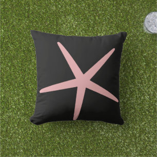 Starfish Nautical Beach Coral Pink Black Custom Kissen
