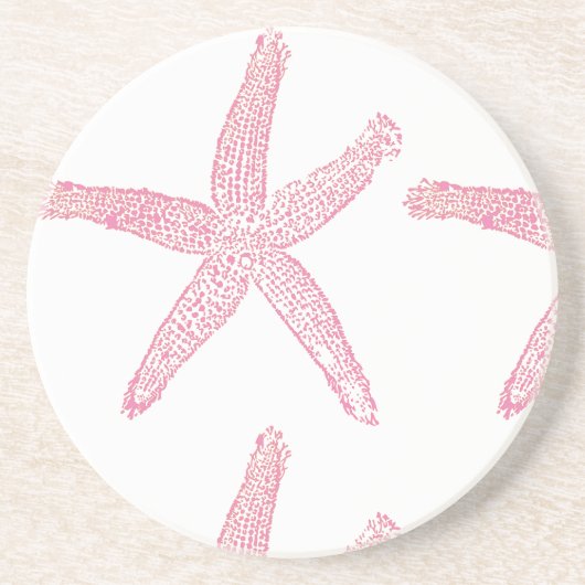 Starfish Nautical Beach Coral Pink White Girl Getränkeuntersetzer (Vorne)