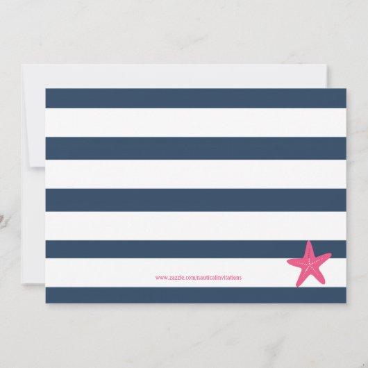 Starfish Nautical Showeinladung, Marine und Rosa Einladung (Rückseite)